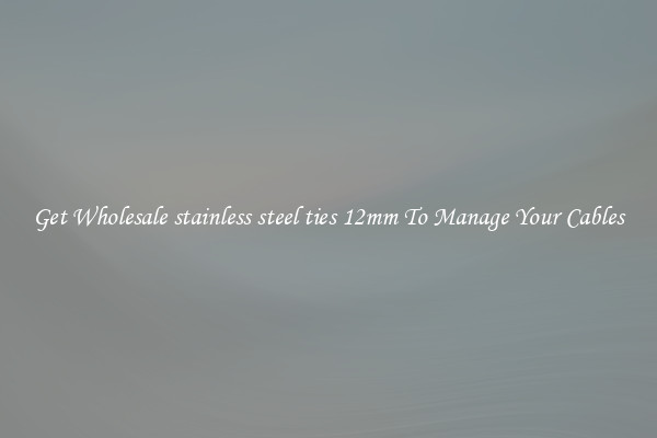 Get Wholesale stainless steel ties 12mm To Manage Your Cables