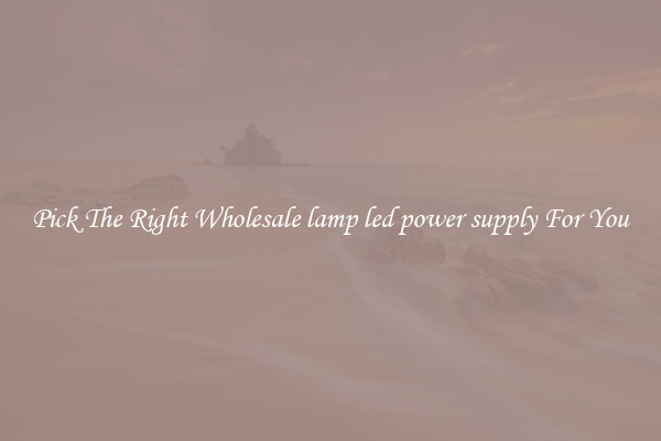 Pick The Right Wholesale lamp led power supply For You