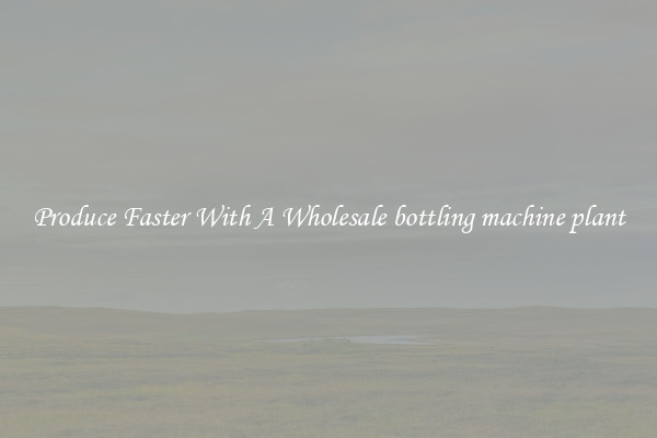 Produce Faster With A Wholesale bottling machine plant